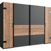 WIMEX Schwebetürenschrank Stockholm 270 x 208 x 65 cm Grau/Schwarz/Silber