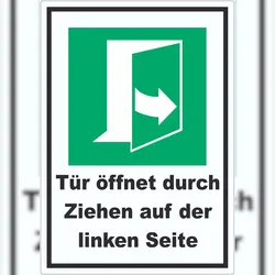 HB-Druck Tür öffnet durch Ziehen auf der linken Seite Aufkleber A7 (74x105mm)