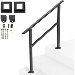 VEVOR Geländer 103cm Handlauf für 2–3-stufige Treppen schwarzes Vierkantrohr