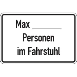 Aufkleber Hinweisschild, Max _____ Personen im Fahrstuhl - 300 x 200 mm Folie selbstklebend