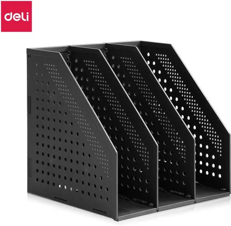 Deli Dreifach-Aktenablage, Büro-Organizer, Dunkelgrau, 1 Einheit