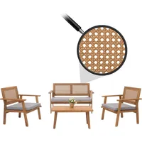 MCW Garten-Garnitur MCW-N46, Lounge-Set Gartenlounge Bank Sessel Tisch, Holz