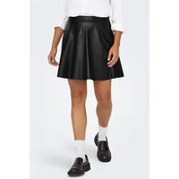 Only Lederimitatrock "ONLUNA FAUX LEATHER FLARED SKIRT OTW", Damen, Gr. S (36), schwarz, Web, Obermaterial: 100% Polyester, unifarben, regular fit kniefrei, Röcke