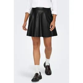 Only Lederimitatrock "ONLUNA FAUX LEATHER FLARED SKIRT OTW", Damen, Gr. S (36), schwarz, Web, Obermaterial: 100% Polyester, unifarben, regular fit kniefrei, Röcke