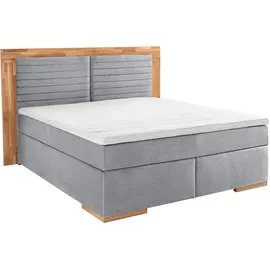 Home Affaire Boxspringbett HOME AFFAIRE "Cup", grau (light grau), B:230cm L:206cm, Bezug: Luxus-Microfaser (100% Polyester);Bezug: Microfaser (100% Polyester), Komplettbetten, Boxspringbett, mit Massivholzrahmen, mit Topper, in 2 Härtegraden, in 3 Breiten