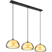 GLOBO Pendelleuchte 3-flg. 60 cm rechteckig Glas schwarz