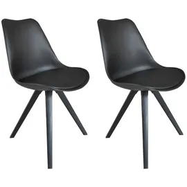 byLIVING Stuhl »Kira« 2er Set, in modernem, skandinavischem Stil (schwarz / schwarz) - B-Ware Transportschaden Kosmetisch
