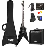 max music Max GigKit E-Gitarre, Pack Rock Style Schwarz