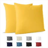 Dreamzie Kissenbezug 80x80 (Set mit 2) - 100% Jersey Baumwolle 150 g/qm Kissenbezüge -Gelb - Für Kissenbezug 80x80 Baumwolle - Kissenhülle - Resistent und Hypoallergen