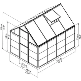 CANOPIA Hybrid Alu silber Polycarbonat 0,7 mm/Dach HKP 4 mm 4,5 m2 inkl. Stahlfundament