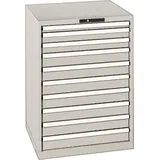 Schubladenschrank H1000xB717xT725mm grau/grau 10 Schubl.Vollauszug,KeyLock