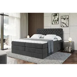 altdecor Boxspringbett mit Matratze, Topper, Polsterbett mit, Bettkasten BOXI8 KING - 180x200 - Schwarz Holzwerkstoff, Höhe ca. 20 cm cm, Schlafzimmer, Betten, Boxspringbetten