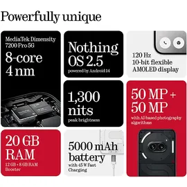 Nothing Phone (2a) 5G 12 GB RAM 256 GB Schwarz