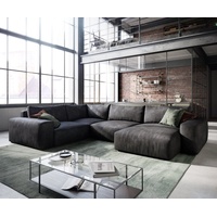 DeLife Wohnlandschaft Lanzo L 330x230 cm Lederimitat Vintage Anthrazit Recamiere variabel