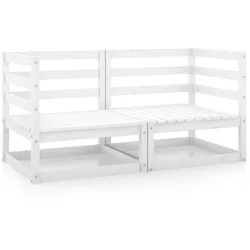 vidaXL Garten-Ecksofas 2 Stk. Weiß Kiefer Massivholz