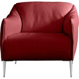 W.Schillig Cocktailsessel "sally", rot (ruby rot z59), B:84cm H:78cm T:84cm, Longlife Xtra-Leder Z59: Glattleder mit modischer Prägung. Hautstärke 0, 9 - 1, 1 mm., Sessel, Cocktailsessel, mit Metallfüßen in Chrom glänzend