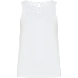 TAMARIS Spitzentop TAMARIS, Damen, Gr. 38, weiß, Single Jersey, Obermaterial: 95% Viskose, 5% Elasthan, unifarben, ausgestellt hüftlang, Rundhals, Tops Spitzentop, aus Viskose