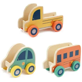 Fisher-Price - Holz-Fahrzeuge 3 Stück + Tiere