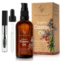 THE OGANICS® Bio Rizinusöl 50ml– 100% Rein & Kaltgepresst – Haaröl & Wimpernserum –Wimpern, Augenbrauen, Haare, Bart & Nägel –Vegan hexanfrei – Castor Oil Glasflasche+Pumpe+Pipette+Mascara-set