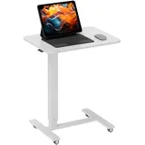 Homcom Höhenverstellbar Steh-Sitz C-förmig Schreibtisch Platzsparend Laptoptisch Stehpult Beistelltisch mit Rollen für Arbeitszimmer Wohnzimmer Weiß