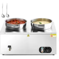 Wilprep Chafing Dish Elektrisch 14L (2 X 7L Rund) Profi Gastro Speisewärmer Buffetwärmer Elektrische Warmhaltebehälter Bain Marie mit Ablaufhahn & Deckel, 1500W 30-85°C Edelstahl für Buffets, Hotels