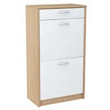 matkam Schuhschrank Sonoma Eiche, Weiß, 50x92x28 cm, Garderobe, Schuhaufbewahrung, Schuhkipper