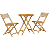 vidaXL 3-tlg. Bistro-Set Beige Polypropylen und Massivholz