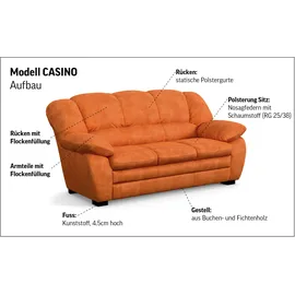 Cotta Polstergarnitur COTTA "Casino, Sofa Set, 3-2-1 Sitzer, Wohnzimmer Garnitur", braun, H:88cm T:92cm, Sitzmöbel-Sets, Sessel, 2-Sitzer, 2,5-Sitzer, hohe Rückenlehne