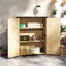 Outsunny Gartenschrank, Geräteschuppen aus Holz, Wetterfest Geräteschrank
