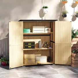 Outsunny Gartenschrank, Geräteschuppen aus Holz, Wetterfest Geräteschrank