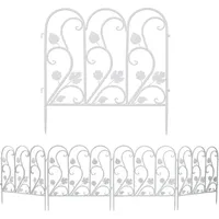 Unho - Gartenzaun aus Eisen, 5er Set Zaunstecksystem, Beetzaun Teichzaun Vorgartenzaun Dekozaun, HxB: 62 x 59.5 cm, weiß