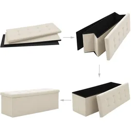 vidaXL Sitzbank mit Stauraum Cremeweiß Leinenoptik