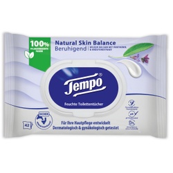 Tempo Natural Skin Balance - Beruhigend feuchte Toilettentücher, Feuchttücher mit Panthenol und Kräuterextrakten für besonders empfindliche Haut, 1 Packung = 42 Tücher