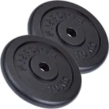 ScSPORTS ScSPORTS® Hantelscheiben Set 15/20/30/40/60kg, 30/31mm Gusseisen, Schwarz - Hantelscheiben-Set, Gewichtsscheiben, Hantelgewichte, Fitness Scheiben, Gewichte für Hantel (20 KG (2 x 10 kg))