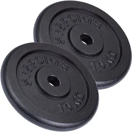 ScSPORTS ScSPORTS® Hantelscheiben Set 15/20/30/40/60kg, 30/31mm Gusseisen, Schwarz - Hantelscheiben-Set, Gewichtsscheiben, Hantelgewichte, Fitness Scheiben, Gewichte für Hantel (20 KG (2 x 10 kg))