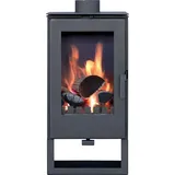 Kaminofen ALAZ K8M Schwarz 9 kW, Kamin Heizofen Dauerbrandofen Holzofen, Кaminholz Hüttenofen, Кaminfeuer, Briketts kamin, Fireplace wood - Schwarz