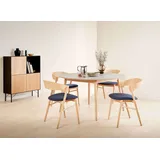 Esstisch HAMMEL FURNITURE "Meza Designtisch mit Auszugsfunktion und 2 Einlegeplatten", grau (, natur, grau keramik, natur, grau keramik), B:135cm H:74,5cm T:135cm, Tischplatte: Keramik. Eingenlegeplatten: Weißpigmentiertes, matt lackiertes Eichenfurnier. Gestell: Massive Eiche, Tische, Esstisch, runde Tischplatte aus Keramik, Massivholzgestell