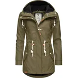 Ragwear Damen, gefütterter Regenmantel wasserdichte Lange Regenjacke mit Kapuze Monadis Rainy Intl. Olive Gr. XXL - XXL