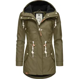 Ragwear Damen, gefütterter Regenmantel wasserdichte Lange Regenjacke mit Kapuze Monadis Rainy Intl. Olive Gr. XXL - XXL