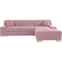 Domo Collection Ecksofa »Bero L-Form«, wahlweise mit Bettfunktion, rosa