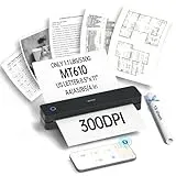 iDPRT Tragbarer Thermo Drucker, 300 DPI Mini Thermodrucker A4, Bluetooth Drucker Für Unterwegs, Zuhause, Studium, Kabelloser Drucker Für Den Heimgebrauch, Kompatibel Mit iOS, Android und PC, Schwarz