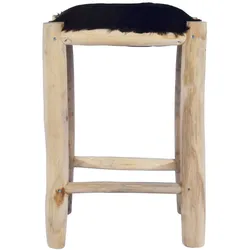 vidaXL Barhocker Echtes Ziegenfell und Teak Massivholz