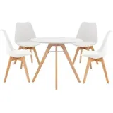 CLP Esstisch Livik 320523, weiß, 90 x 75cm, mit 4 Stühlen, rund