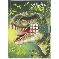DEPESCHE 12407 Dino World - Tagebuch mit Zahlen-Code und Sound, Buch mit Dinosaurier-Motiven und 80 linierten, bunt illustrierten Seiten