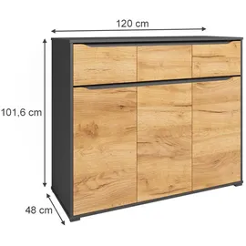 Vicco Kommode Ruben 120 x cm mit Schubladen,