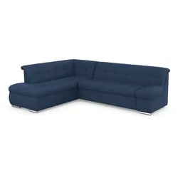 Ecksofa DOMO COLLECTION "Mona L-Form", blau, B:271cm H:80cm T:213cm, Struktur fein 100% Polyester, Chenilleoptik 100% Polyester, Sofas, wahlweise mit Bett- und Armlehnfunktion