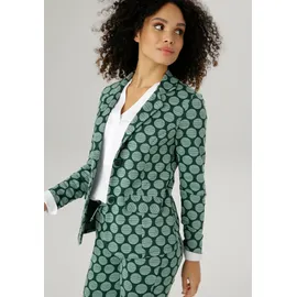 Aniston SELECTED Jerseyblazer mit gestreiften Punkten Gr. 34, dunkelgrün-mint, , 34829144-34