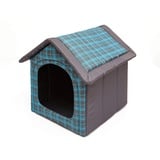 PillowPrim Hundehütte Hundehöhle Hundebett Hundehaus Katzenhöhle Tierbett XL - 60x55 cm blau kariert