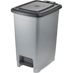 Mülleimer KEEEPER "olaf", silber (light silber), B:42cm H:53cm T:32cm, Kunststoff, Mülleimer, leicht zu reinigen, komfortables Öffnen und Schließen mit Tretpedal