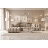 kaiser möbel Ecksofa L-Form GRAND 318 cm, stoff Salvador, Beige, Links - Beige